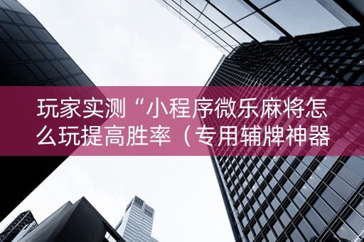 玩家实测“小程序微乐麻将怎么玩提高胜率（专用辅牌神器免安装）