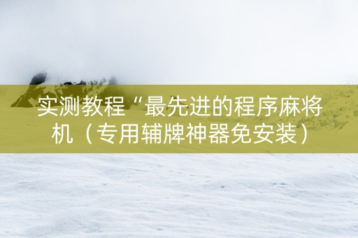 实测教程“最先进的程序麻将机（专用辅牌神器免安装）