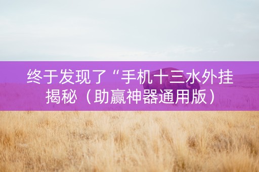 终于发现了“手机十三水外挂揭秘（助赢神器通用版）