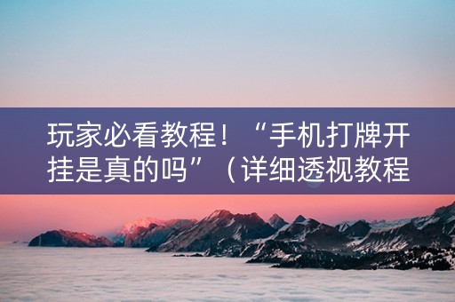 玩家必看教程！“手机打牌开挂是真的吗”（详细透视教程）-哔哩哔哩