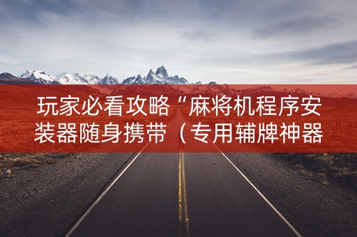 玩家必看攻略“麻将机程序安装器随身携带（专用辅牌神器免安装）