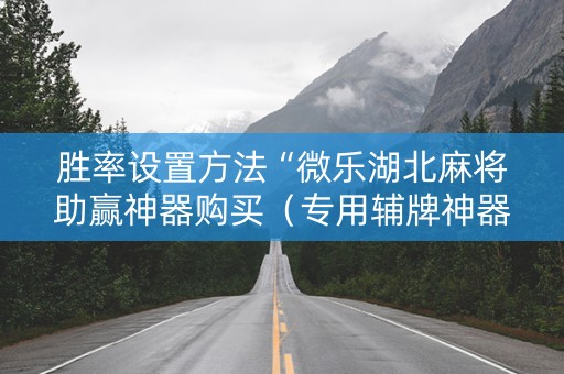 胜率设置方法“微乐湖北麻将助赢神器购买（专用辅牌神器免安装）