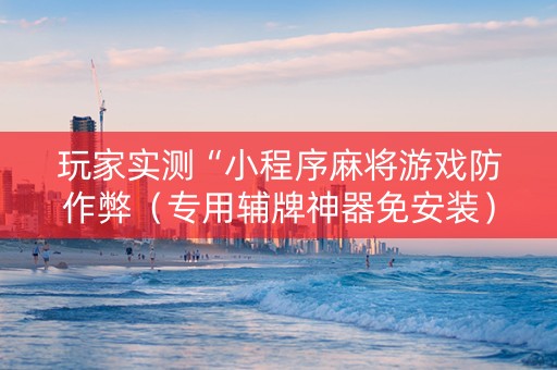 玩家实测“小程序麻将游戏防作弊（专用辅牌神器免安装）