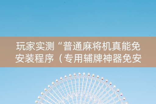 玩家实测“普通麻将机真能免安装程序（专用辅牌神器免安装）