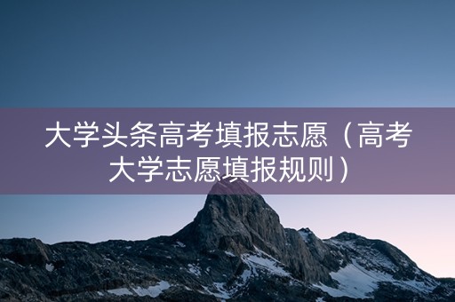 大学头条高考填报志愿（高考大学志愿填报规则）