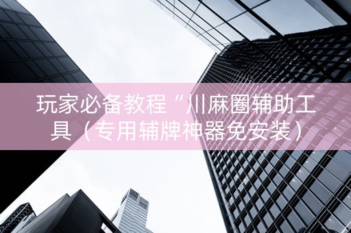 玩家必备教程“川麻圈辅助工具（专用辅牌神器免安装）