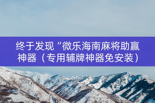 终于发现“微乐海南麻将助赢神器（专用辅牌神器免安装）