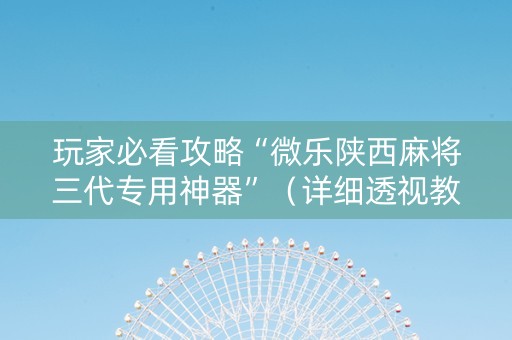 玩家必看攻略“微乐陕西麻将三代专用神器”（详细透视教程）-哔哩哔哩