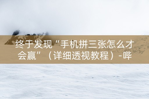 终于发现“手机拼三张怎么才会赢”（详细透视教程）-哔哩哔哩