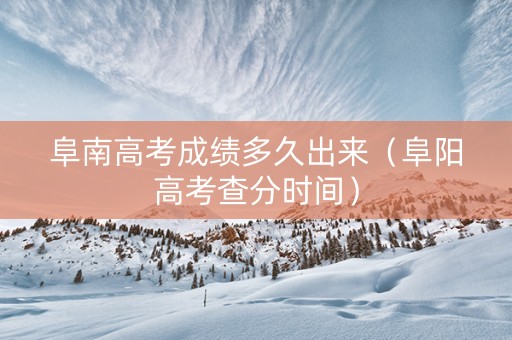 阜南高考成绩多久出来（阜阳高考查分时间）