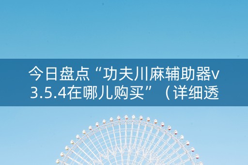 今日盘点“功夫川麻辅助器v3.5.4在哪儿购买”（详细透视教程）-哔哩哔哩