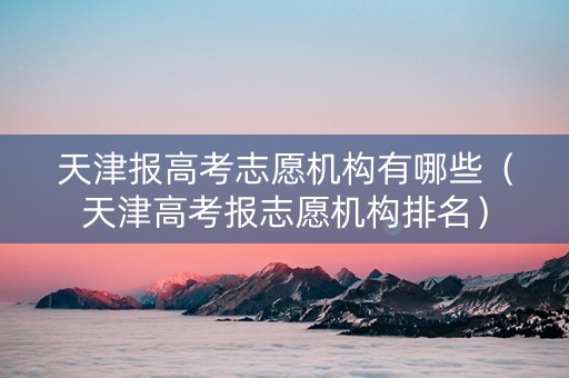 天津报高考志愿机构有哪些（天津高考报志愿机构排名）