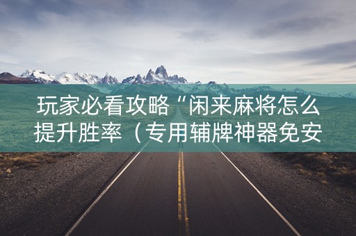 玩家必看攻略“闲来麻将怎么提升胜率（专用辅牌神器免安装）