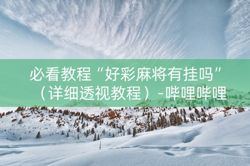必看教程“好彩麻将有挂吗”（详细透视教程）-哔哩哔哩