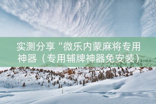 实测分享“微乐内蒙麻将专用神器（专用辅牌神器免安装）