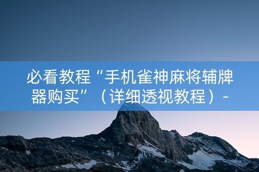 必看教程“手机雀神麻将辅牌器购买”（详细透视教程）-哔哩哔哩