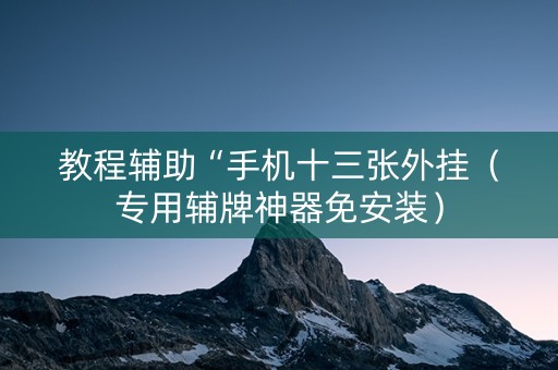 教程辅助“手机十三张外挂（专用辅牌神器免安装）