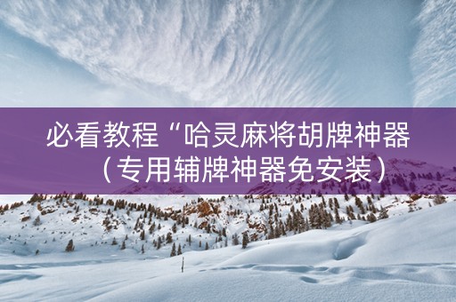 必看教程“哈灵麻将胡牌神器（专用辅牌神器免安装）