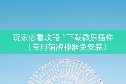 玩家必看攻略“下载微乐插件（专用辅牌神器免安装）