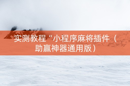 实测教程“小程序麻将插件（助赢神器通用版）