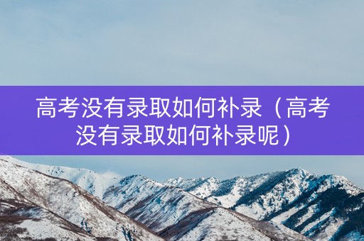 高考没有录取如何补录（高考没有录取如何补录呢）