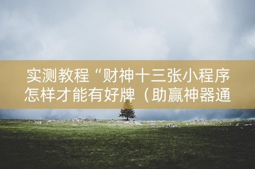 实测教程“财神十三张小程序怎样才能有好牌（助赢神器通用版）
