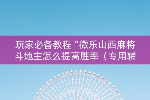 玩家必备教程“微乐山西麻将斗地主怎么提高胜率（专用辅牌神器免安装）