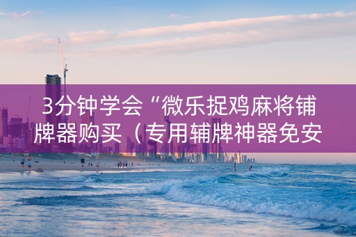 3分钟学会“微乐捉鸡麻将铺牌器购买（专用辅牌神器免安装）