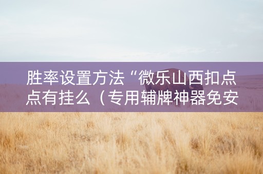 胜率设置方法“微乐山西扣点点有挂么（专用辅牌神器免安装）