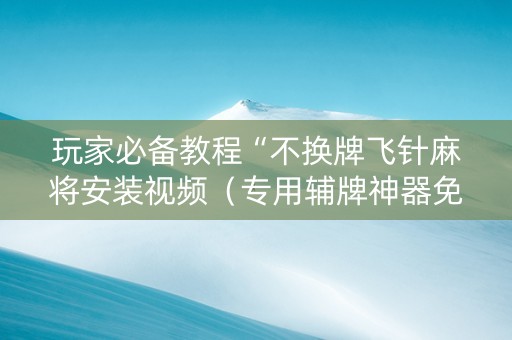 玩家必备教程“不换牌飞针麻将安装视频（专用辅牌神器免安装）