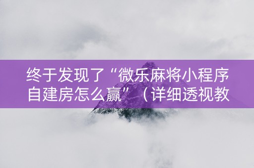终于发现了“微乐麻将小程序自建房怎么赢”（详细透视教程）-哔哩哔哩