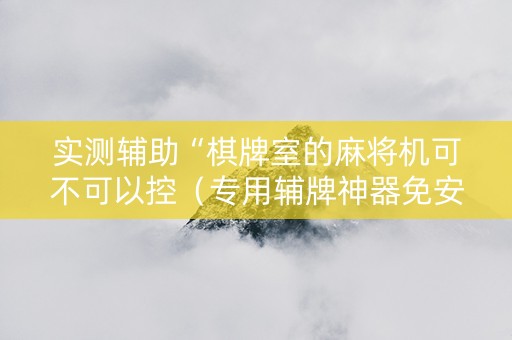 实测辅助“棋牌室的麻将机可不可以控（专用辅牌神器免安装）