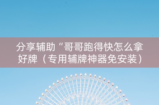 分享辅助“哥哥跑得快怎么拿好牌（专用辅牌神器免安装）