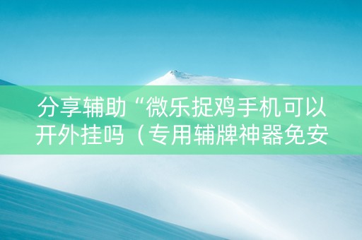 分享辅助“微乐捉鸡手机可以开外挂吗（专用辅牌神器免安装）