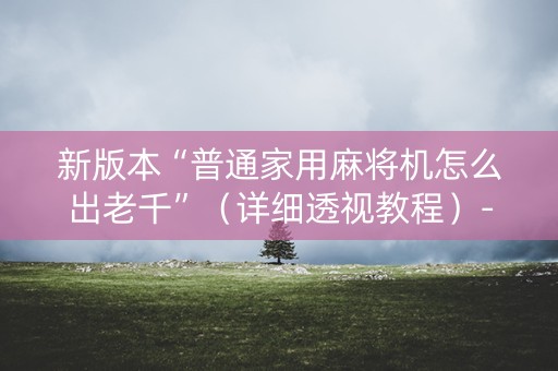 新版本“普通家用麻将机怎么出老千”（详细透视教程）-哔哩哔哩