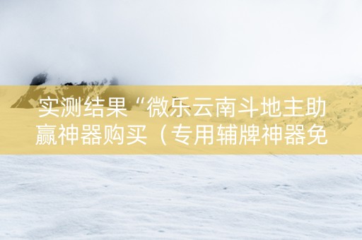 实测结果“微乐云南斗地主助赢神器购买（专用辅牌神器免安装）