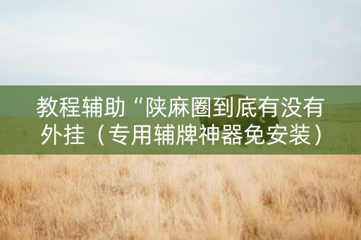 教程辅助“陕麻圈到底有没有外挂（专用辅牌神器免安装）