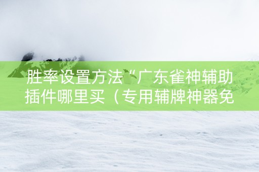 胜率设置方法“广东雀神辅助插件哪里买（专用辅牌神器免安装）
