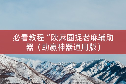 必看教程“陕麻圈捉老麻辅助器（助赢神器通用版）