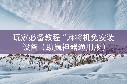 玩家必备教程“麻将机免安装设备（助赢神器通用版）