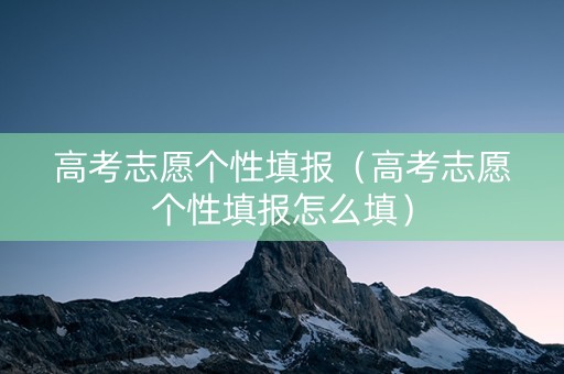 高考志愿个性填报（高考志愿个性填报怎么填）