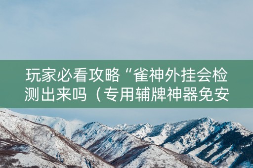 玩家必看攻略“雀神外挂会检测出来吗（专用辅牌神器免安装）
