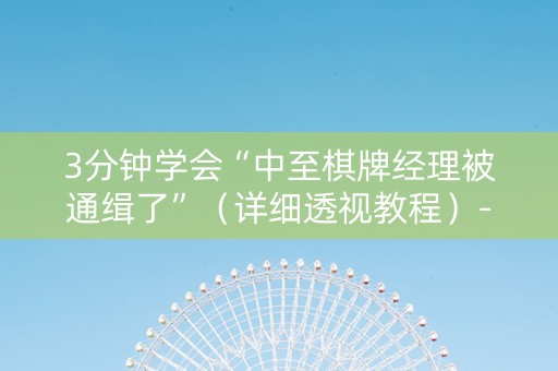 3分钟学会“中至棋牌经理被通缉了”（详细透视教程）-哔哩哔哩