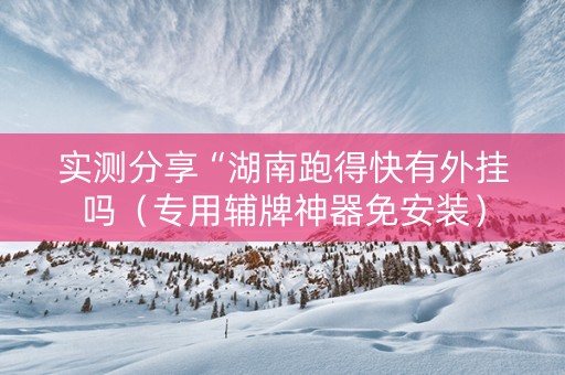实测分享“湖南跑得快有外挂吗（专用辅牌神器免安装）