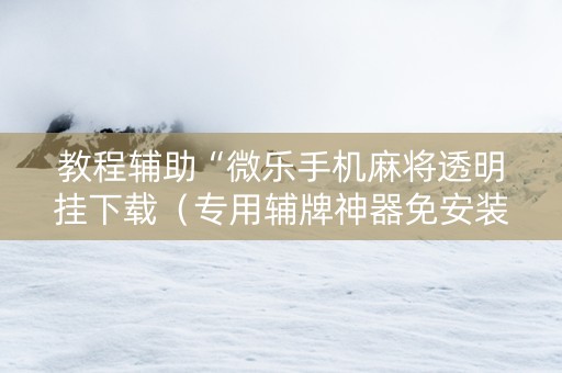 教程辅助“微乐手机麻将透明挂下载（专用辅牌神器免安装）