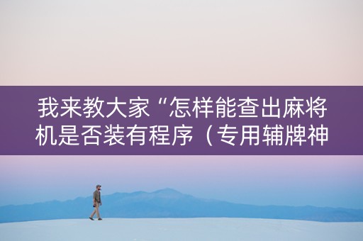 我来教大家“怎样能查出麻将机是否装有程序（专用辅牌神器免安装）