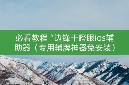 必看教程“边锋干瞪眼ios辅助器（专用辅牌神器免安装）