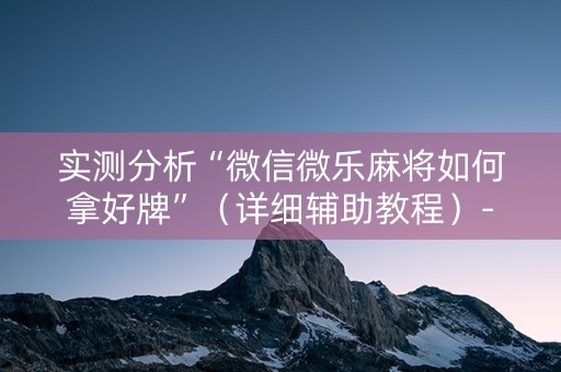 实测分析“微信微乐麻将如何拿好牌”（详细辅助教程）-哔哩哔哩