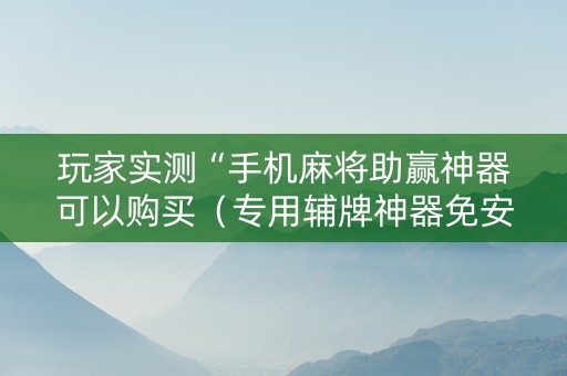 玩家实测“手机麻将助赢神器可以购买（专用辅牌神器免安装）
