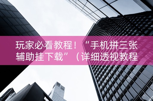 玩家必看教程！“手机拼三张辅助挂下载”（详细透视教程）-哔哩哔哩